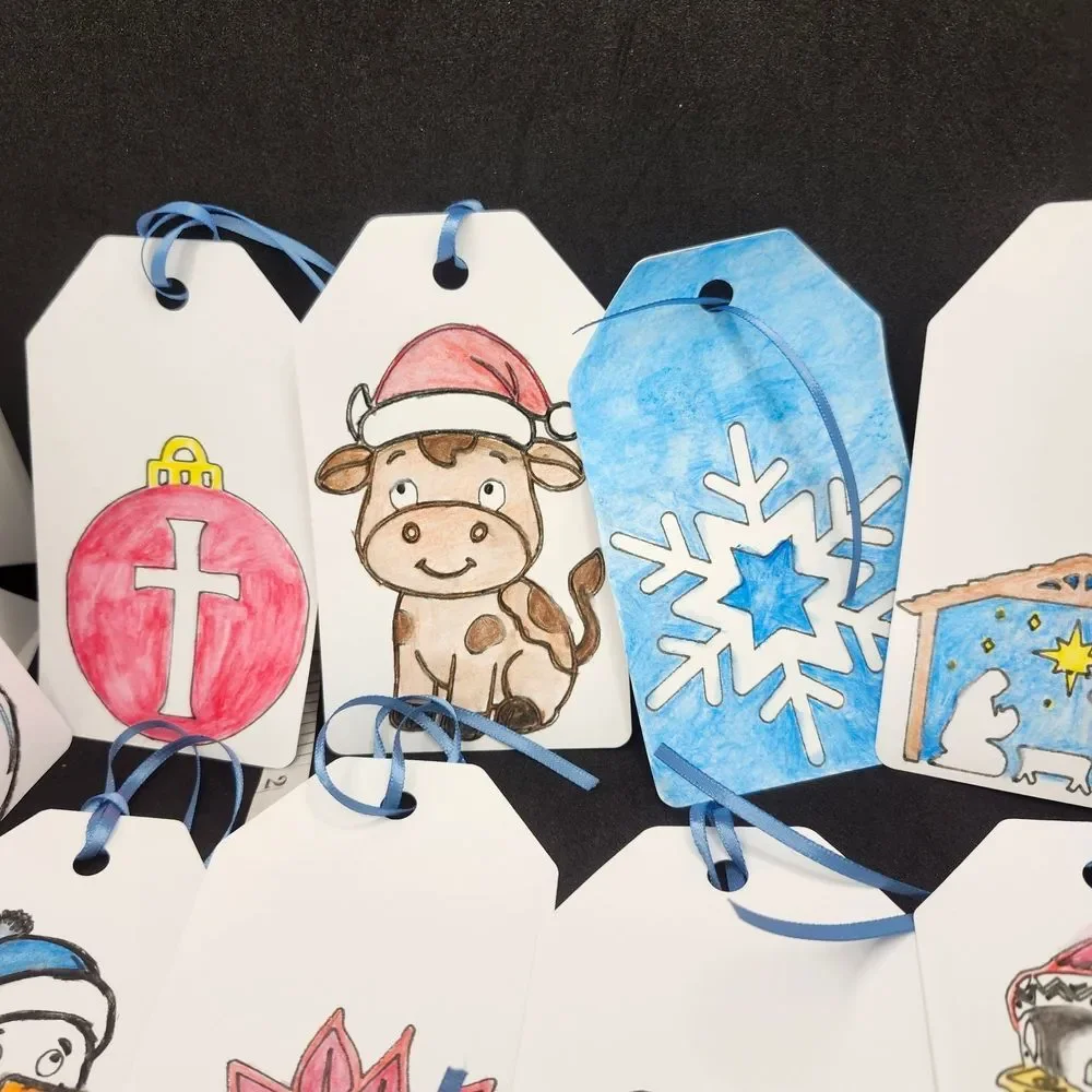 Hand Crafted Winter Christmas Gift Tags Thank You Cards Set of 12